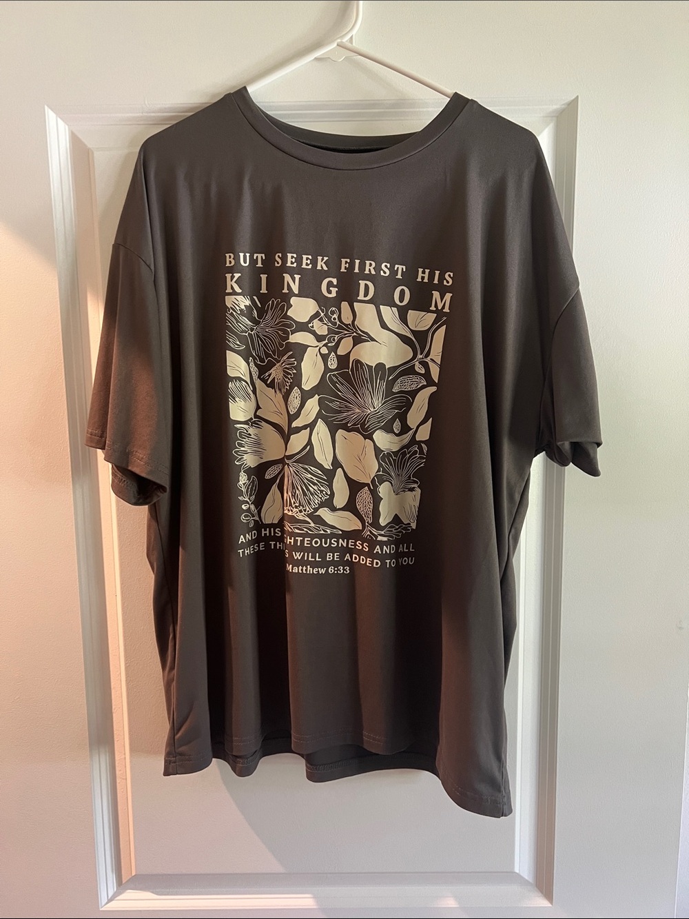 Men's Brown Graphic Tee - 'Seek First His Kingdom'